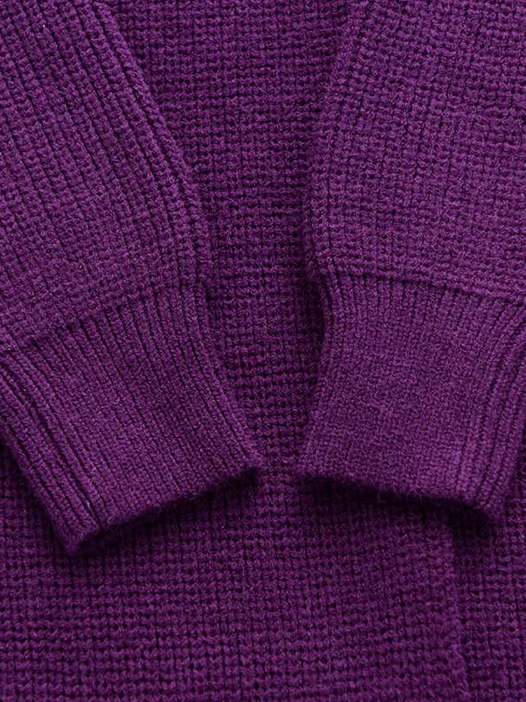 Maxi Split Purple Turtleneck Pullover-SimpleModerne