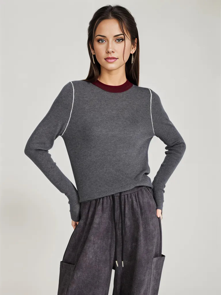 Limited Edition Lightweight Knitted Pullover – Available in Gray, Oat, and Wine Red-SimpleModerne