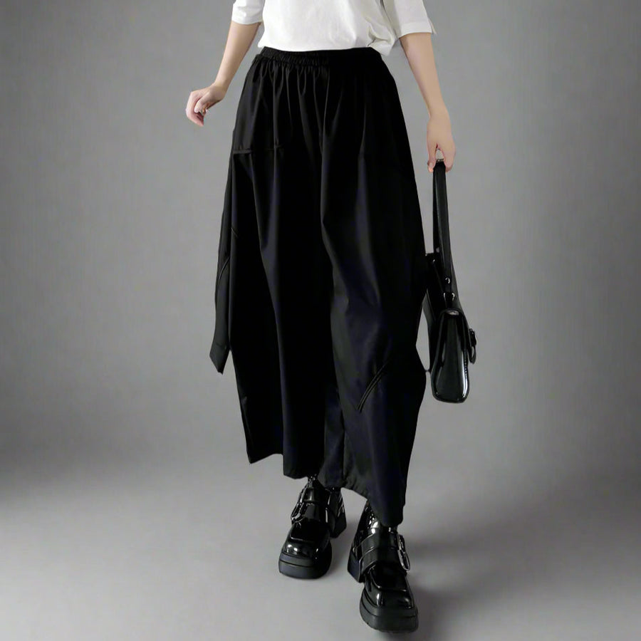 Industrial-Style Capri Trousers with Adjustable Shirt-Sleeve Detailing-SimpleModerne