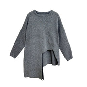 Limited Edition Knitted Pullover with Zipper Detail - Asymmetrical Cut, Available in Gray and Black-SimpleModerne