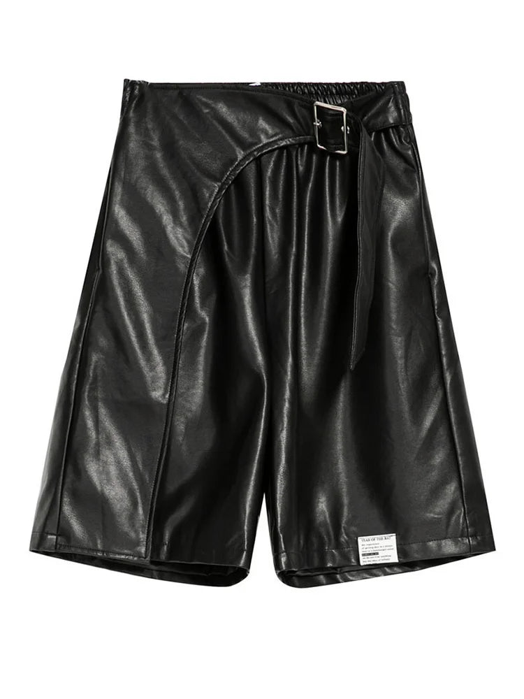 Vegan Leather Gothic Shorts-SimpleModerne