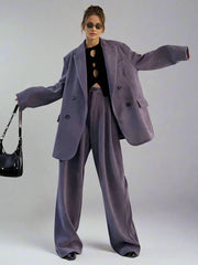 Jazz Up Oversized Fit Purple Corduroy Blazer-SimpleModerne