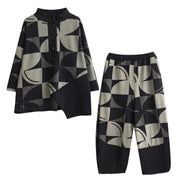 Oversized Geometric Print Two-Piece Set – Relaxed Fit Knit Lounge Wear-SimpleModerne