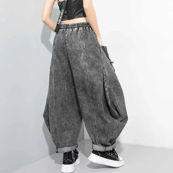 Street Punk Style Oversized Vintage Wash Denims-SimpleModerne