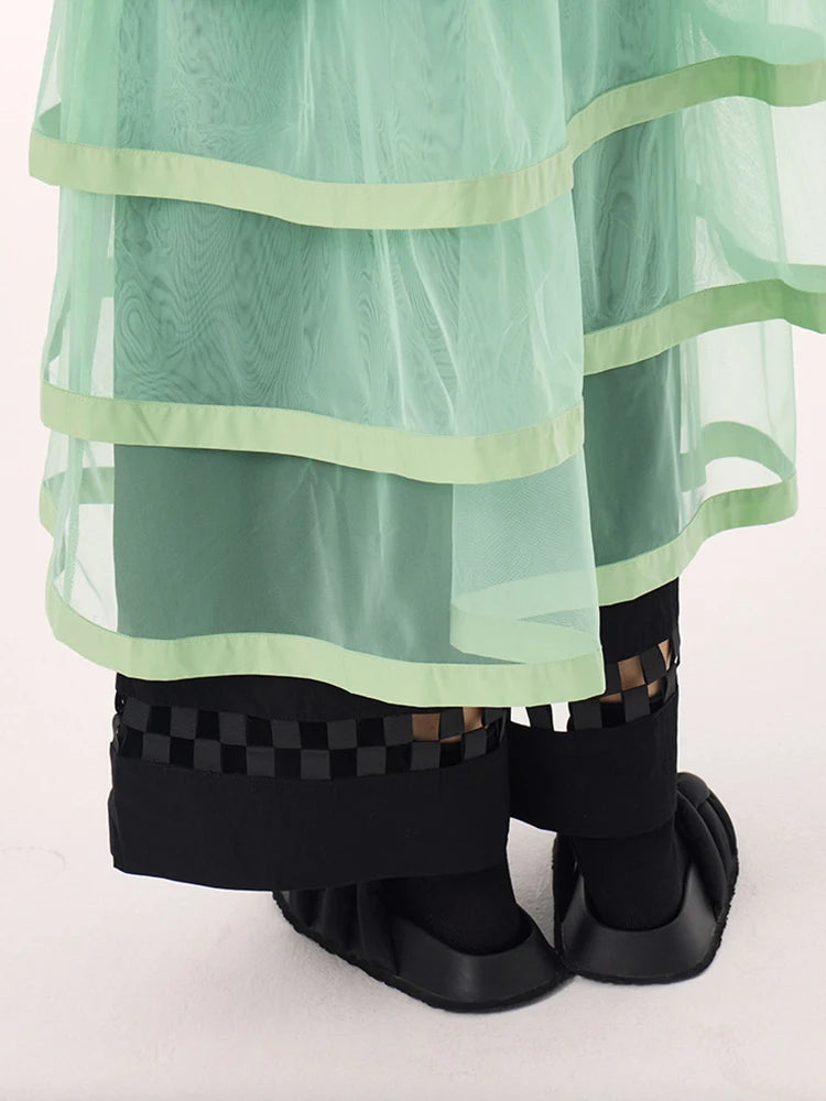 Layered Mesh Sleeveless Shirt-Dress – Available in White, Mint Green, and Black-SimpleModerne