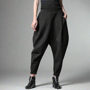 Street Style Black Harem Trousers with Relaxed Fit and Modern Edge-SimpleModerne