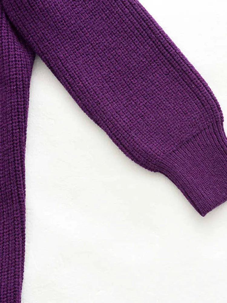 Maxi Split Purple Turtleneck Pullover-SimpleModerne