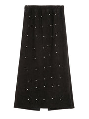 Rhinestone Studded Midi Skirt with Back Split - Elegant, Statement Piece-SimpleModerne