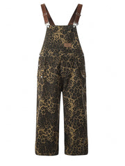 Leopard Print Relaxed Overalls with Pocket Detailing-SimpleModerne