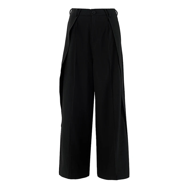 Irregular Design Trousers with Pleated Front-SimpleModerne