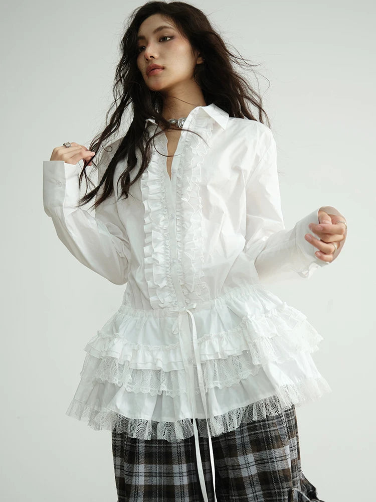 Elegant Ruffled Lace Blouse-SimpleModerne