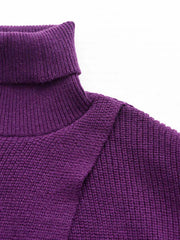 Maxi Split Purple Turtleneck Pullover-SimpleModerne