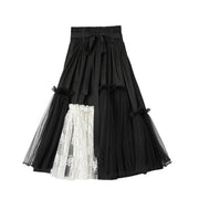 Casual Minimal Goth Layered Lace & Tulle Skirt-SimpleModerne