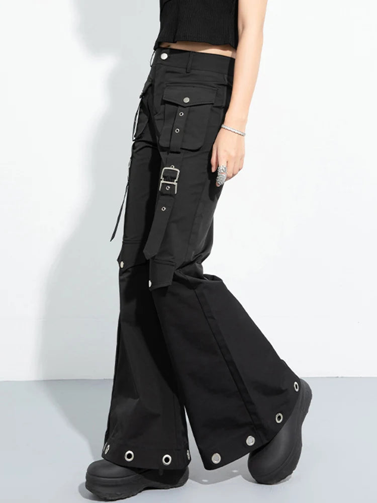 Casual Minimal Goth Trendy Cargo Trousers-SimpleModerne