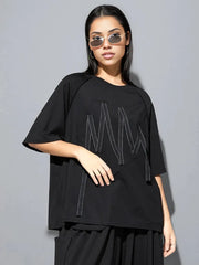 Punky Zigzag Applique T-Shirt-SimpleModerne