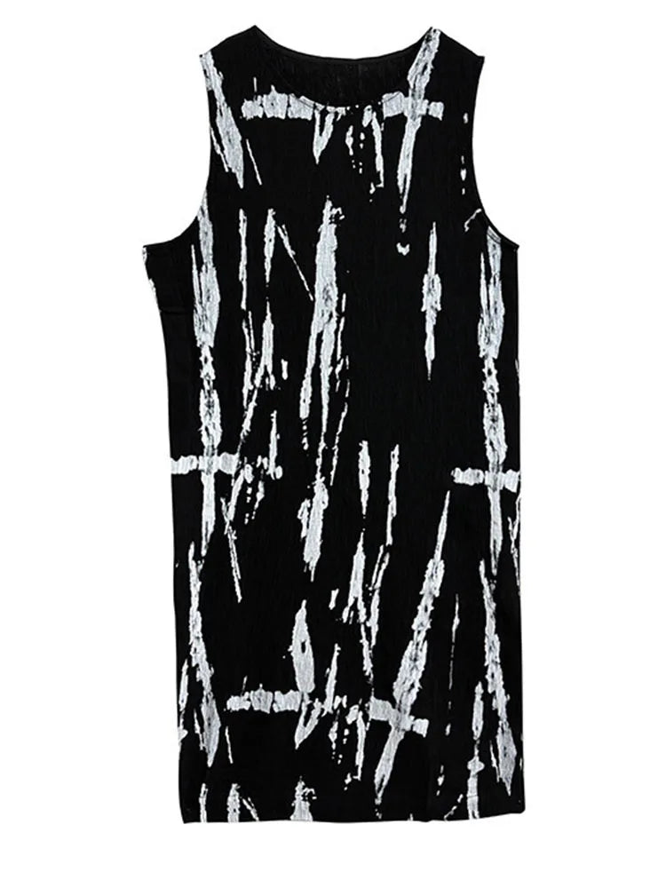 Elegant Sleeveless Asymmetrical Maxi Shirt - Black-SimpleModerne