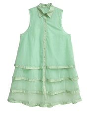 Layered Mesh Sleeveless Shirt-Dress – Available in White, Mint Green, and Black-SimpleModerne