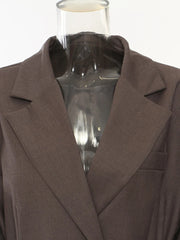 Chic Belted Blazer with Button Details - Structured Fit, Long Sleeves-SimpleModerne