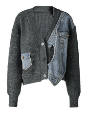 Denim & Knit Hybrid Cardigan-Jacket-SimpleModerne