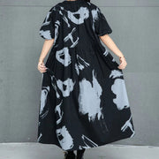 Black and Gray Bardot Punk Dress with Abstract Print-SimpleModerne