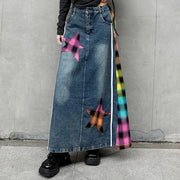 Denim & Textile Patchwork Skirt - 80's Pop-Inspired-SimpleModerne