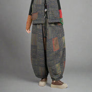 Cotton Padded Vintage Patchwork Trousers-SimpleModerne