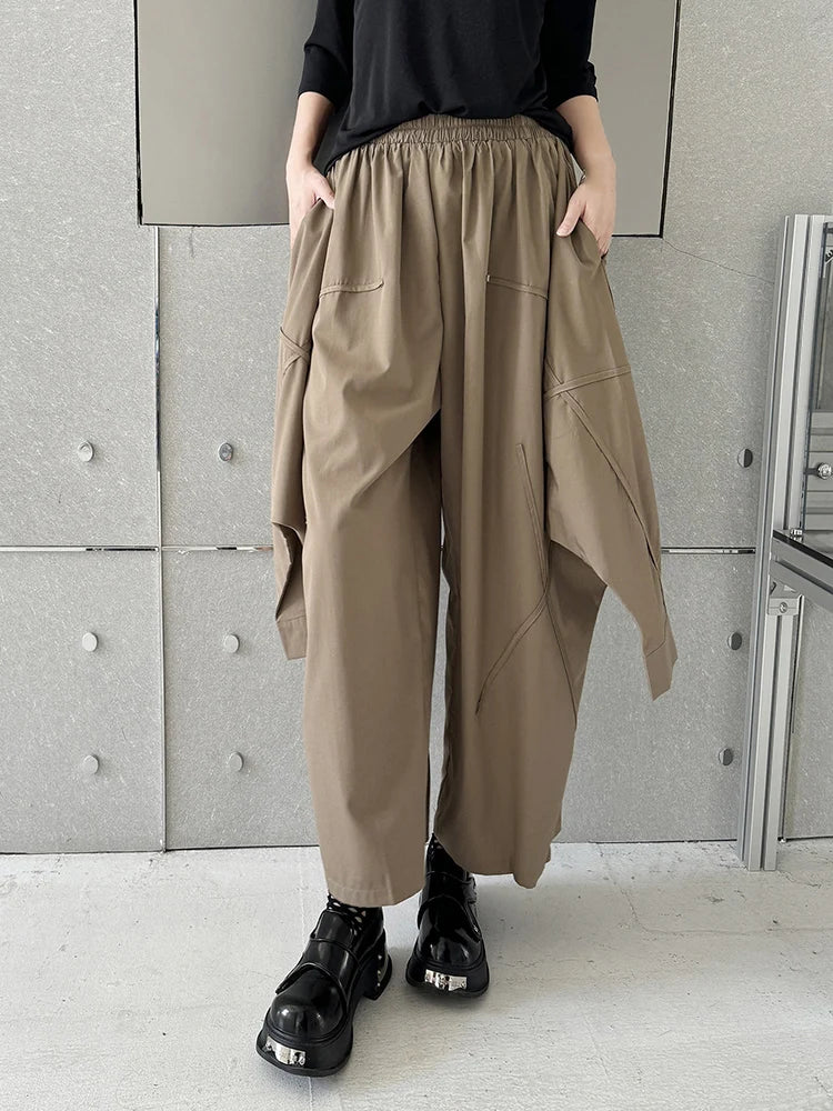 Industrial-Style Khaki Shirt-Sleeve Trousers-SimpleModerne