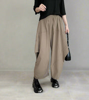 Industrial-Style Khaki Shirt-Sleeve Trousers-SimpleModerne