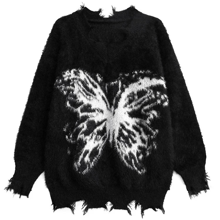 Edgy Butterfly Print Pullover-SimpleModerne