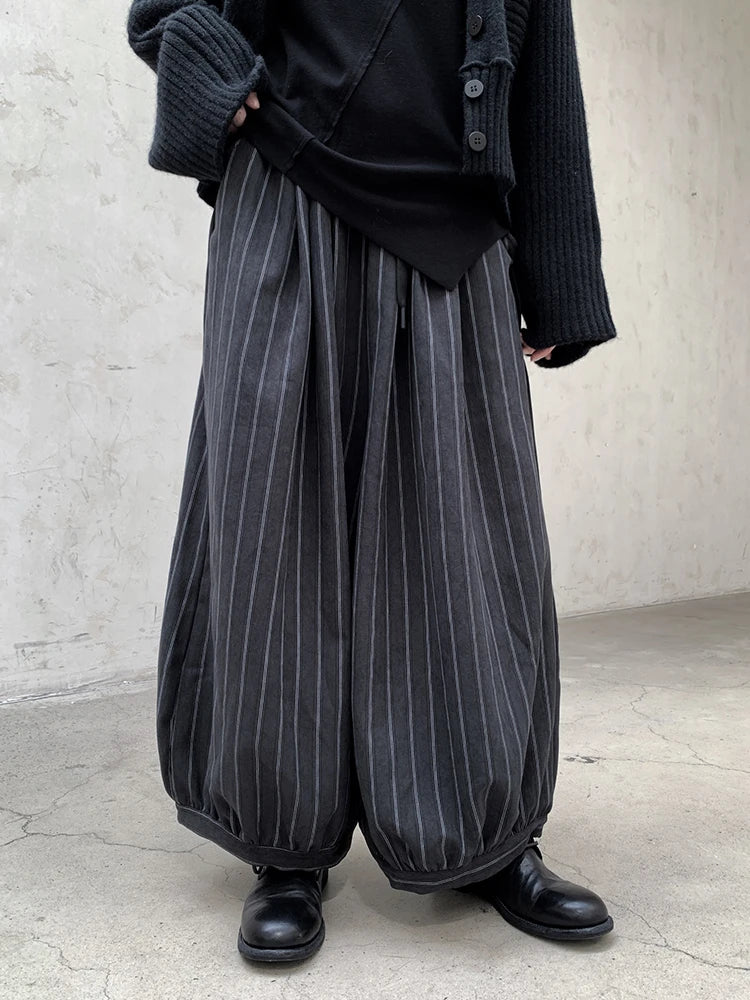 Balloon-Style Striped Trousers-SimpleModerne