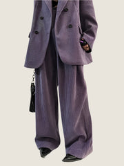 Jazz Up Purple Corduroy Wide-Leg Trousers-SimpleModerne