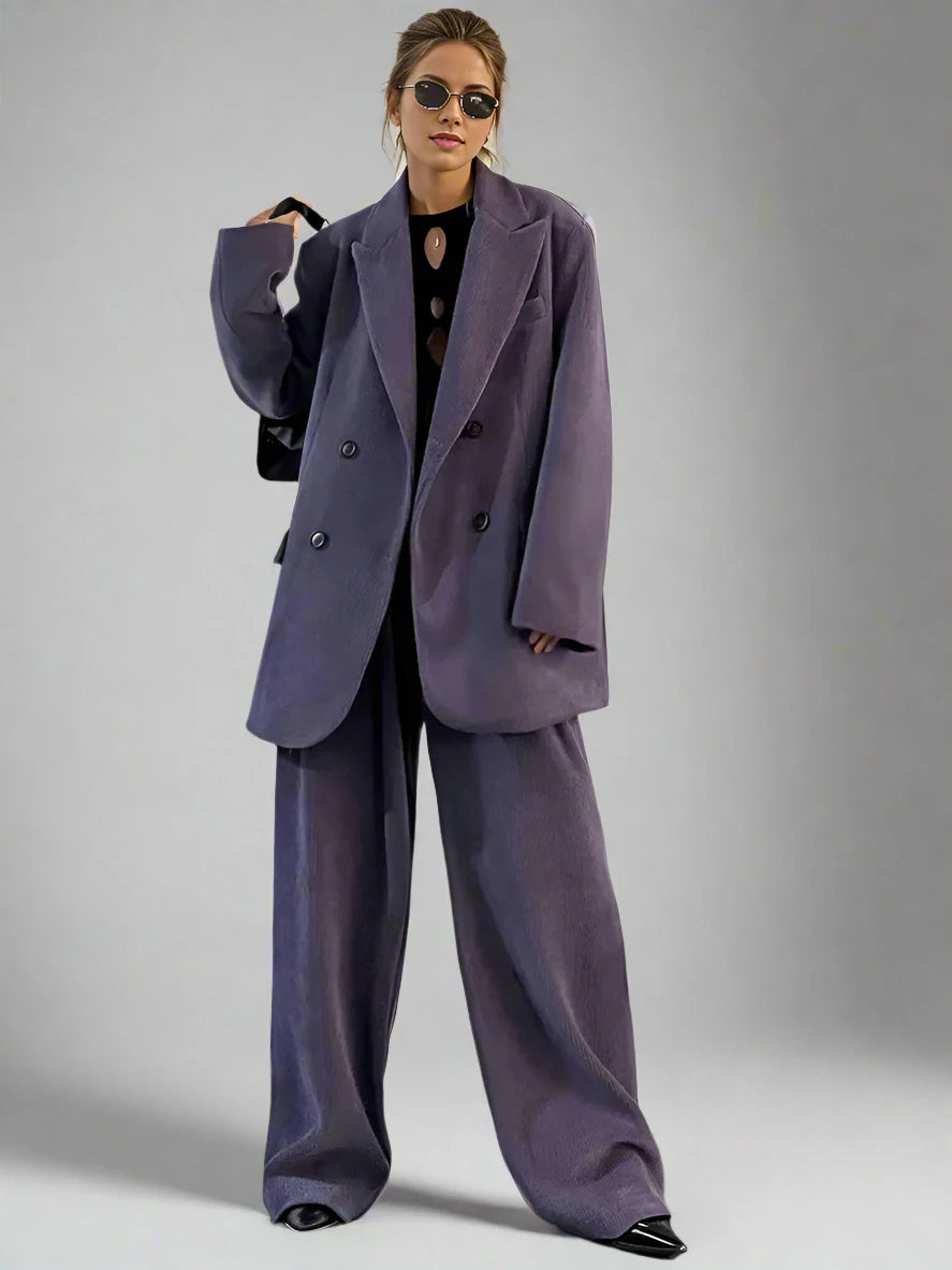 Jazz Up Oversized Fit Purple Corduroy Blazer-SimpleModerne