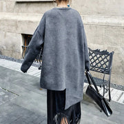 Limited Edition Knitted Pullover with Zipper Detail - Asymmetrical Cut, Available in Gray and Black-SimpleModerne