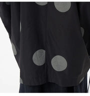 Oversized Cocoon Polka Dot Jacket with Bracelet-Length Sleeves and Tapered Hemline-SimpleModerne