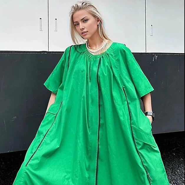 Urban Meets Urban Relaxed Fit Green Dress-SimpleModerne