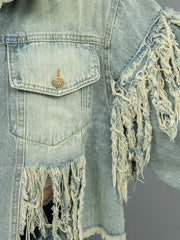 Cropped Distressed Denim Jacket – Vintage Punk-Inspired-SimpleModerne