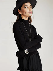 Casual Minimal Goth Basic Turtleneck Pullover-SimpleModerne