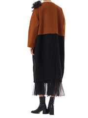 Black Brown Colo-block Ruffles Pullover Dress-SimpleModerne