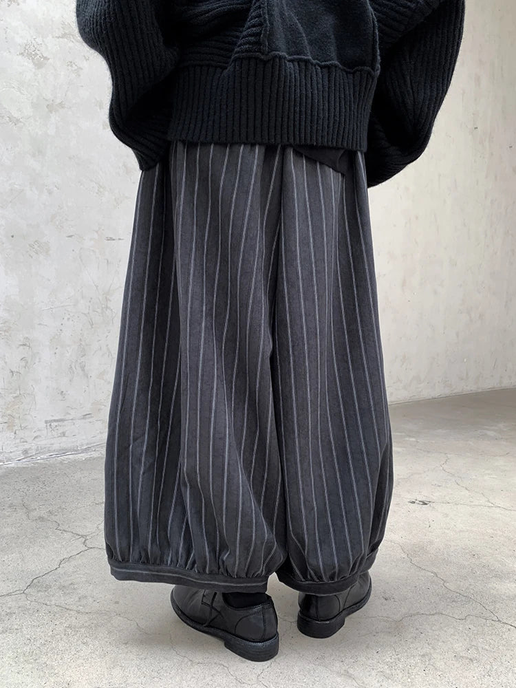 Balloon-Style Striped Trousers-SimpleModerne