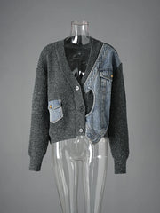 Denim & Knit Hybrid Cardigan-Jacket-SimpleModerne