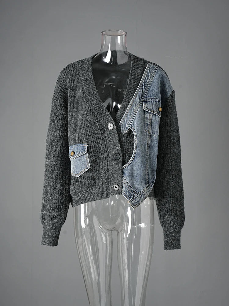 Denim & Knit Hybrid Cardigan-Jacket-SimpleModerne