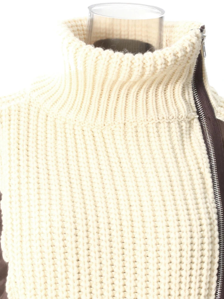 Limited Edition Trendy Knit Overlay Zipper Jacket-SimpleModerne