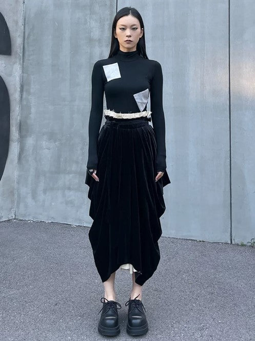 Casual Minimal Goth Irregular Design Layered Skirt-SimpleModerne