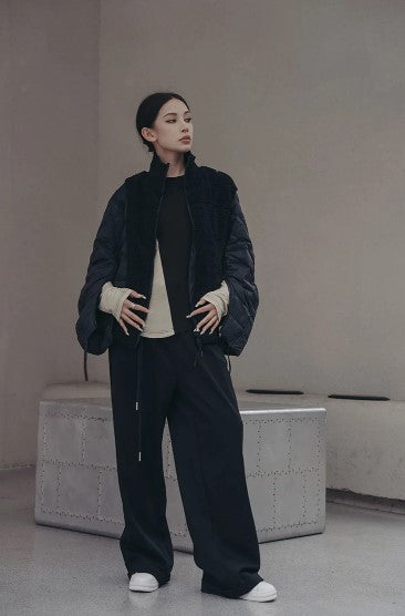 Casual Minimal Goth Irregular Design Jacket with Split Sleeves-SimpleModerne