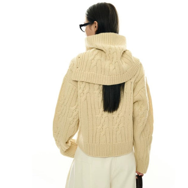 Knitted Sweater with Detachable Scarf – Cozy and Versatile-SimpleModerne