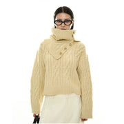 Knitted Sweater with Detachable Scarf – Cozy and Versatile-SimpleModerne