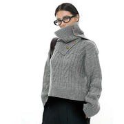 Knitted Sweater with Detachable Scarf – Cozy and Versatile-SimpleModerne