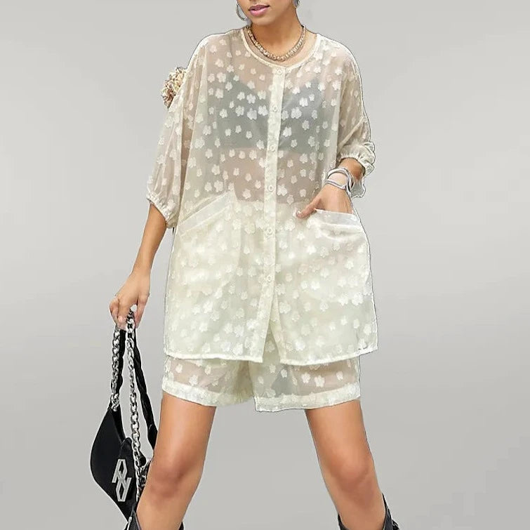 Punky Sheer Patterned Shirt and Shorts Set-SimpleModerne