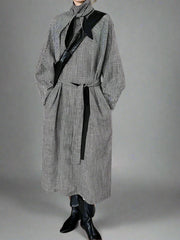 Jazz Up Belted Trench Dress with High Neck-SimpleModerne