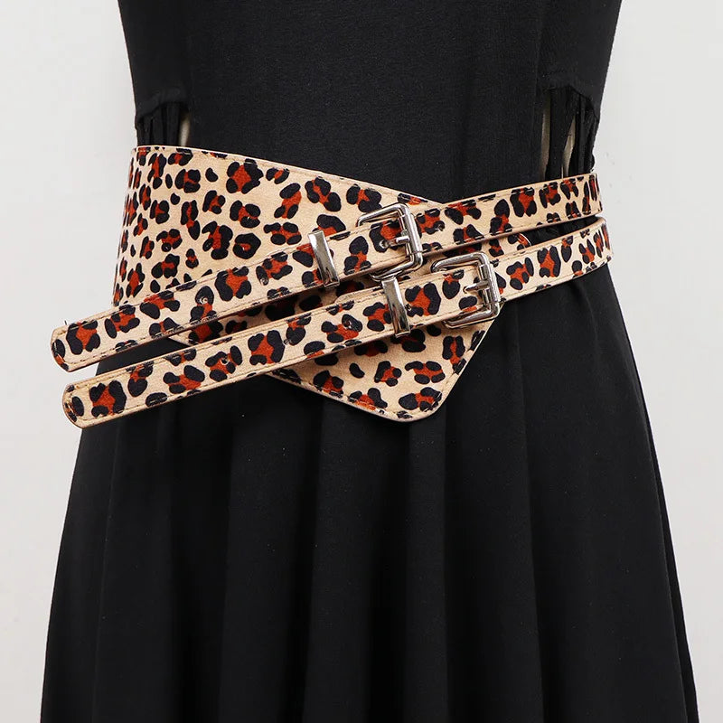 Double Buckle Detail Belt - Wide Statement Belt with Adjustable Fit-SimpleModerne